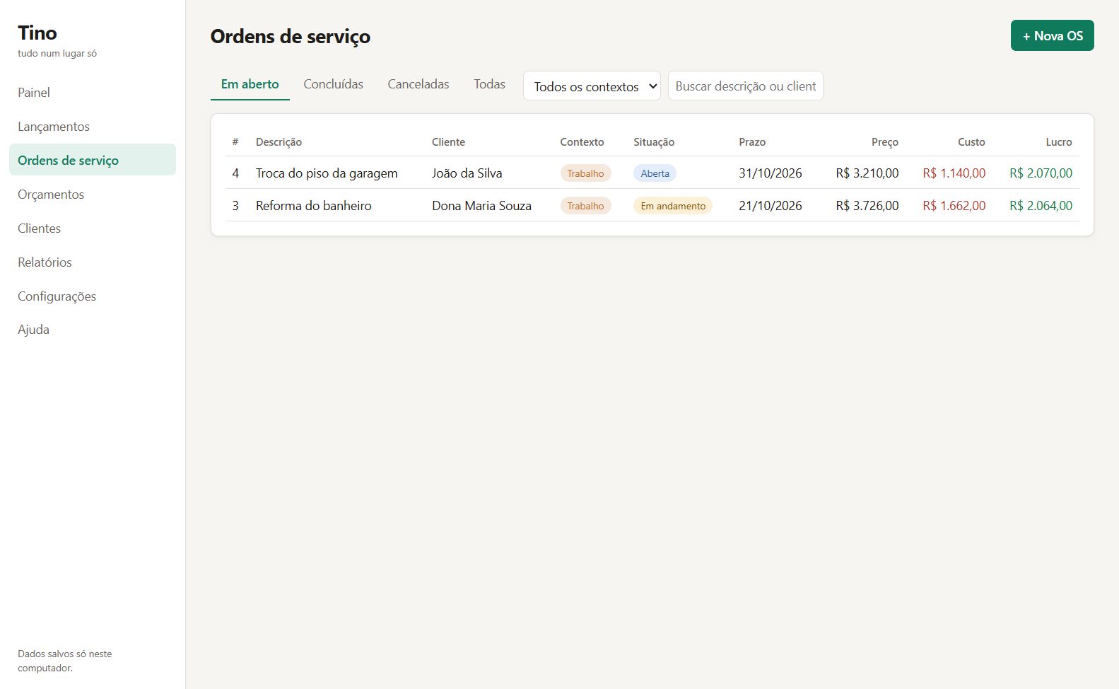 Lista de OS