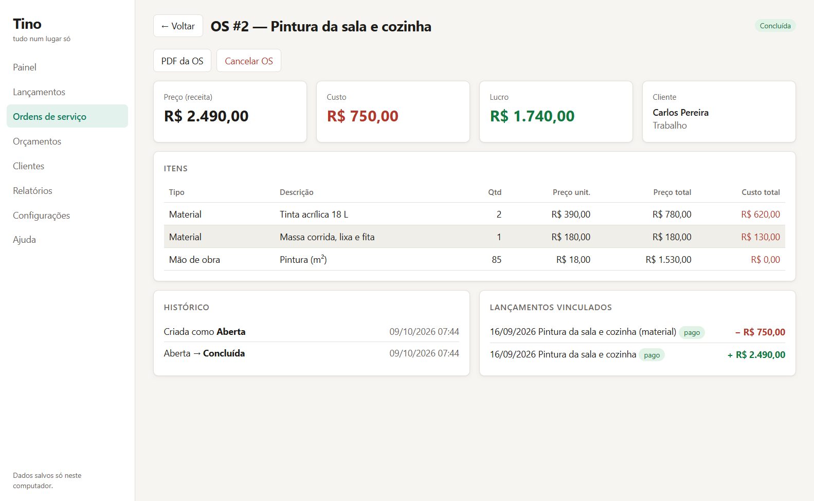 OS concluída
